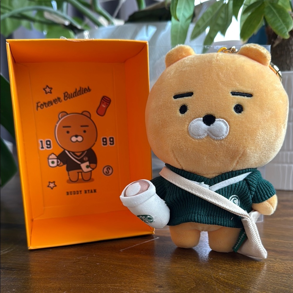 KAKAO Bear - RYAN KEY RING Plush Toy with STARBUCKS OUTFIT